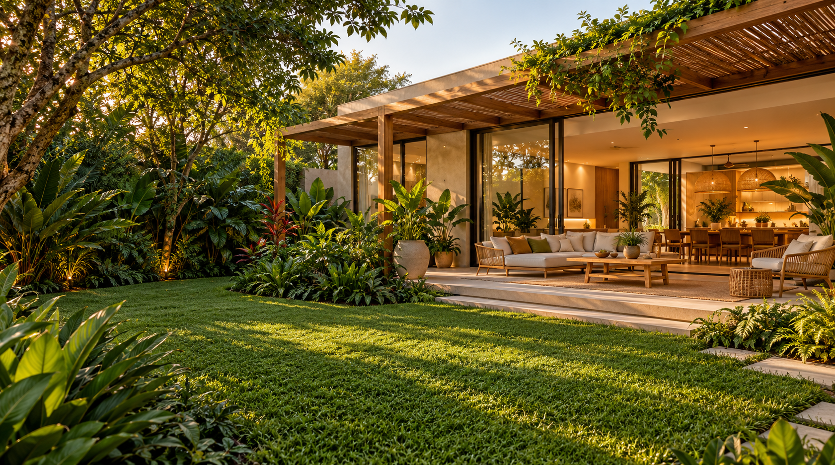 Casa contemporânea com jardim